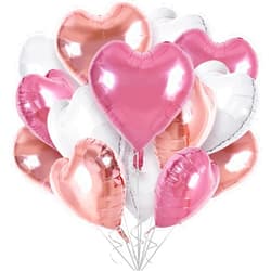 TONIFUL 30Pcs 18 Inch Rose Gold Pink Heart Balloons Pink White Heart Shape Foil Mylar Balloons Decoration for Birthday Valentine's Day Wedding Bridal Shower Anniversary Engagement Party Supplies