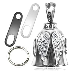 Jvuouxy Guardian Angel Motorcycle Bell Handful Good Luck Bells & Keyring Drive Safe Pendant Accessories Lead-Free Pewter Bike Bell Good Luck Gift for Men Women Guard Riding Safety