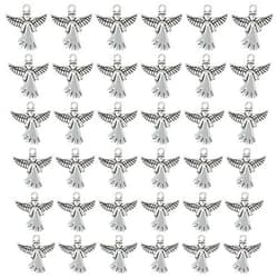 Honbay 60PCS Antique Silver Angel Pendants Guardian Angel Charms Alloy Religious Charms Pendant Cute Tiny Pendants Bead Charms for Keychains Earrings Bracelets Necklaces Jewelry Making and DIY Crafts
