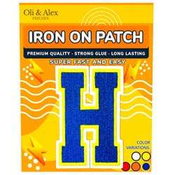 Oli and Alex Iron On Patches Premium Quality – Letter Patch for Clothing – Adhesive Letters Iron on Patches for Jeans – Embroidery Appliques Football Team School University – Navy, H