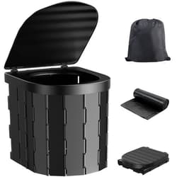 Siewl Portable Toilet for Camping, Portable Toilet for Adults, Portable Potty for Adults, Folding Waterproof Porta Potty for Camping, Car, Bucket, Travel, Outdoor, Hiking, Trips, Boat, Beach, Tent (Black)