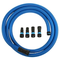 Cen-Tec Systems 95193 Antistatic Vacuum Hose and Shop Vacs with Expanded Multi-Brand Power Tool Adapter Set, 16 Ft, Blue 16 Ft. Hose