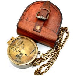 ZUBIA Brass Pocket Camping Compass Engraved with “So You Can Always Find Your Way Back Home” Engraved Camping Pocket Compass, Vintage Navigation Outdoor Compass, 2x2x1 Inch
