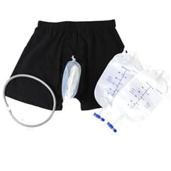 Aliewin Wearable Men's Urinal Urinal System Wearable Urinal for Men with 2 Collection Urine Bag Reusable Portable Silicone Urinal Male Incontinence Device with Elastic Waistband for Men Elderly Bedridden (M)