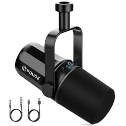 FDUCE SL40 USB/XLR Dynamic Microphone for Podcasting, Gaming, Live Streaming and Recording, Built-in Headphone Output, LED Mute Button, All Metal, Voice Isolation Technology