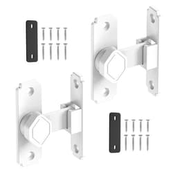 StickNGo 90 Degree Barn Door Lock - Aluminum Alloy Security Flip Sliding Door Lock, Anti-Theft Gate Latch for Barn, Bedroom, Fence, Shed (White-2 Pcs)