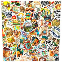 RABOWA Adventure Treasure Hunt Stickers Pack 108Pcs Vinyl Exploration Themed Decals for Laptop Water Bottles Luggage Bike Scrapbook Phone Notebook Skateboard Kids Teens