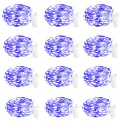 Smacen 12 Pack Black Light Fairy Battery Operated UV Waterproof Silver Wire 7 Ft 20 Led Firefly Starry Moon Lights for DIY Glow Party Body Paint Halloween Decor