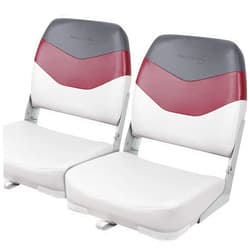 Seamander Low/High Back Boat Seat,Folding Fishing Boat Seat 2 Packs (Light Grey/Red&Dark Grey)