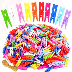 Fulasiteu 300PCS Colored Wooden Clothespins, 1inch 10 Color Clothes Pins for Clip Pictures Photos Decorative, Small Colorful Wood Decoration Closepins Clips