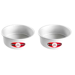 Fat Daddio's Anodized Aluminum Round Cake Pan, 8 x 3 Inch, Silver (Pack of 2)