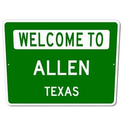 The Lizton Sign Shop Allen, Texas - Welcome to US City State Sign - Metal Street Sign, Man Cave Wall Decor, Personalized Idea, US City Welcome Sign - 10x14 inches