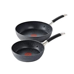 T-Fal Stone Force Platinum Non Stick Fry Pan Set 2 Piece, 8 inch and 10.5 inch, Oven Broiler Safe 400°F, Cooking Frying Pans, Kitchen Skillets, Pots and Pans Set Nonstick, Dishwasher Safe, Black
