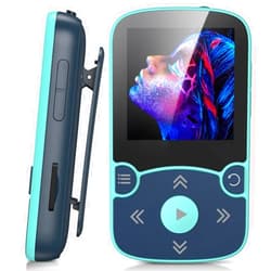 AGPTEK 64GB MP3 Player with Clip, Bluetooth 5.3 Lossless Sound with FM Radio, Voice Recorder for Sport Running, Supports up to 128GB TF Card, Blue