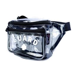 Kemp USA – Transparent Lifeguard Fanny Pack/Hip Pack with GUARD Logo - Water-Resistant and Durable Waist Bag for Medical Supplies & Lifeguard Gear - Clear