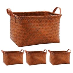 PEXOMEDO 4 Pack PP material storage baskets for Shelves,hand-woven Waterproof Laundry bucket,Large Closet Storage Box Organizer,Toy storage Cube,Perfect for bathroom,bedroom,Cabinet,Kitchen,Closet,Underbed.