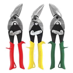 Midwest Snips MIDWEST Aviation Snip Set - Left, Right and Straight Cut Offset Tin Cutting Shears with Forged Blade & KUSH'N-POWER Comfort Grips - MWT-6510RLS