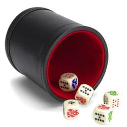 Brybelly Set of 5 Poker Dice with Professional Bicast Leather Dice Cup, Great for Travel by Brybelly