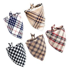 Savier 5PCS Dog Bandanas with Button - Thick Triangle Bibs Dual Layer Soft Cotton Scarves for Small Medium Boy Girl Puppy Cat Pet Baby Square Plaid Printing Washable Kerchief Halloween Costumes Outfits