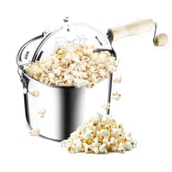 Great Northern Popcorn Company Stovetop Popcorn Maker - 6.5-Quart Stainless-Steel Popcorn Popper with a Hand Crank, Vented Lid, and Stir Paddle by Great Northern Popcorn (Silver)