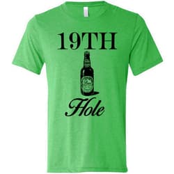 SwingJuice Golf T-Shirt 19th Hole Beer Crew Neck Short Sleeve Funny Golf Shirt for Men and Women