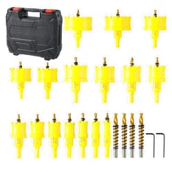 DWIKE 24Pcs Carbide Hole Saw Kit,5/8'' to 3'' TCT Hole Saw Set with Upgraded Pilot Drill bit for Hard Metal,Alloy,Aluminum,Stainless Steel,Plastic,Iron