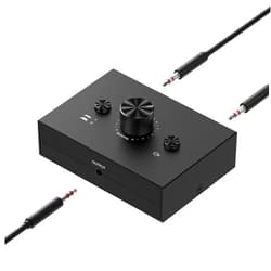 Y.D.F 3.5mm Stereo Audio Switch (2 in 1 Out) Audio Switcher Passive Speaker Headphone Manual Selector Splitter Box Audio Sharing for PC Phone Laptop Headphone