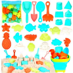 KIYTARBOO Beach Toys for Kids, 27PCS Sand Toys Set Kids, Sandbox Toys Includes Collapsible Sand Bucket and Shovels Set with Mesh Bag & Sand Molds,Travel Sand Castle Toys for Beach, Beach Toys for Kids Ages 3-10