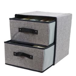 Fordonral Linen Closet Organizer and Storage, Fabric Storage Drawer Organizer with 2 Drawers for Underwear, Sock, Bra, Small Items, 121212 INCH (Gray)