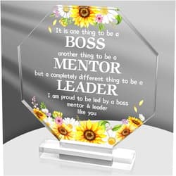 Yopyame Sunflower Boss Gifts Acrylic Boss Day Gifts for Women Appreciation Gifts for Leader Mentor Office Desk Decor Sign Paper Weight Decorative for Boss Birthday Funny Paperweights Work Gifts