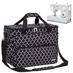 NICOGENA Sewing Machine Carrying Case, Universal Travel Tote Bag with Shoulder Strap for Singer, Brother, Janome and Accessories, Lantern Black