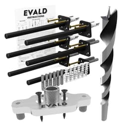 EVALD Improved Floating Shelf Bracket with Jig and Drill Bit Bundle | 8-Inch Floating Mantel Bracket with Screws and Anchors for Home Improvement | Floating Shelf Drill Jig for Hidden Shelf Brackets