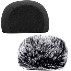 ChromLives Windscreen Microphone Wind Muff, Foam Wind Screen Wind Cover Compatible with Zoom H5 H6 Portable Handy Recorder Furry & Foam 2Pack