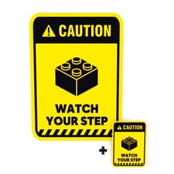 EppoBrand 2pcs Caution Watch Your Step Toy Brick Building Block Funny Vinyl Sticker Door Wall Safety Warning Sign 5