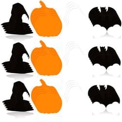 Hotop 72 Pieces Halloween Accents Cutouts Paper Pumpkin Cutouts Bat Cutout Ghost Cutout Witch Hat Cutout for Halloween Classroom Bulletin Boards Wall Tree Decorations（Cool Style）