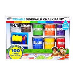 Mattel RoseArt Washable Sidewalk Chalk Paint, Big Super Set with 8 Colors & 2 Foam Brushes