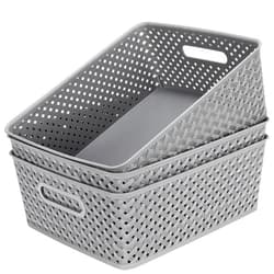 MaxGear Organization and Storage 3 Packs, Plastic Storage Bins Organizer Bins, Woven Baskets for Storage, Plastic Baskets with Handles Storage Baskets for Organizing, Basket Organizer for Home, Large