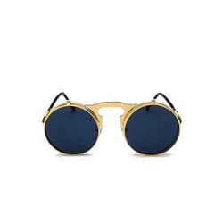 Maramalive Retro Metal Steampunk Flip Sunglasses Round Frame