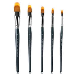 Fuumuui 5Pcs Dual-Layer Grainer Paint Brush Set – Fuumuui Texture Comb/Filbert Brushes for Grass, Fur, Trees, Landscape – Synthetic Bristles for Watercolor, Acrylic, Painting Artist Tool