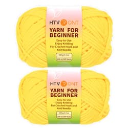 HTVRONT Easy Yarn for Crocheting - 2 Pack of 100g/3.5oz Yellow Yarn for Crocheting and Knitting, Thick Crochet Yarn with Easy-to-See Stitches, Cotton-Nylon Yarn for Crochet Kit Making Beginner Yarn