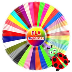 3Dgenius 36 Colors 3D Pen Filament 1.75mm PLA, Each Color 10 Feet, Total 360 Feet 3D Pen Filament Refills 3D Printing Pen Refills with High-Precision Diameter Not Compatible with 3Doodler Pen