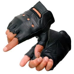 Milwaukee Leather SH216 Men's Black Leather Gel Padded Palm Fingerless Motorcycle Hand Gloves W/Breathable ‘Open Knuckle’