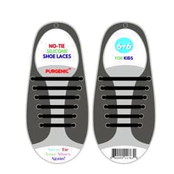 Purgenic No Tie Shoelaces for Kids Stretch Silicone Elastic No Tie Shoe Laces - Black
