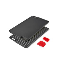 DARTMOOR 2-in-1 Reversible Cast Iron Griddle, 18 in Pre-Seasoned Cast Iron Grill Pan with Pan Scrapers, Double Side Rectangular Frying Pan with Non-Stick Surface, Indoor & Outdoor Use