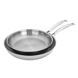 HENCKELS Clad H3 2-pc Induction Frying Pan Set, 10-inch Fry Pan and 12-inch Fry Pan, Stainless Steel, Durable and Easy to clean