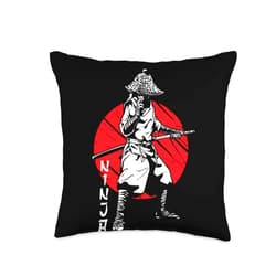 Samurai Nobility title Bushi Japan Asia Warrior Samurai Ninja Warrior Japanese Bloodstain Katana Sword Asia Throw Pillow, 16x16, Multicolor