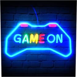 Aclorol Game On Neon Sign for Game Room Decor, Aclorol Gaming Gamer Neon Sign for Wall Decor Men Cave Teen Boy Room USB Powered LED Game Neon Lights Up Sign for Gaming Zone Best Gamer Gifts for Boys Kids