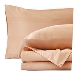 LGCLUMINA Pure Cotton Sheets - 4-Piece King Sheet Set, Lightweight & Breathable King Size Bed Set, Luxury Sateen Stripe Dobby Bedding with Elasticized 16
