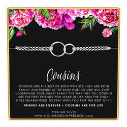 A Charmed Impression Cousin Gifts for Women • Sterling Silver Bracelet • Two Connected Interlocking Circles • Gift for Cousin Woman • Family Charm • Unique Gift Ideas • Loving Cousin Gifts • Meaningful Jewelry