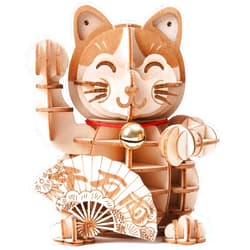 Rolife 3D Wooden Puzzles Lucky Cat DIY Wood Craft Model Kit Gift for Teens&Adult to Build